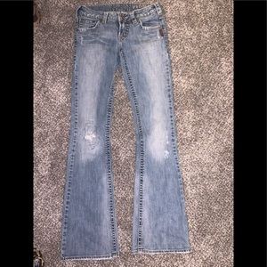 Size 27 silver pioneer distressed jeans